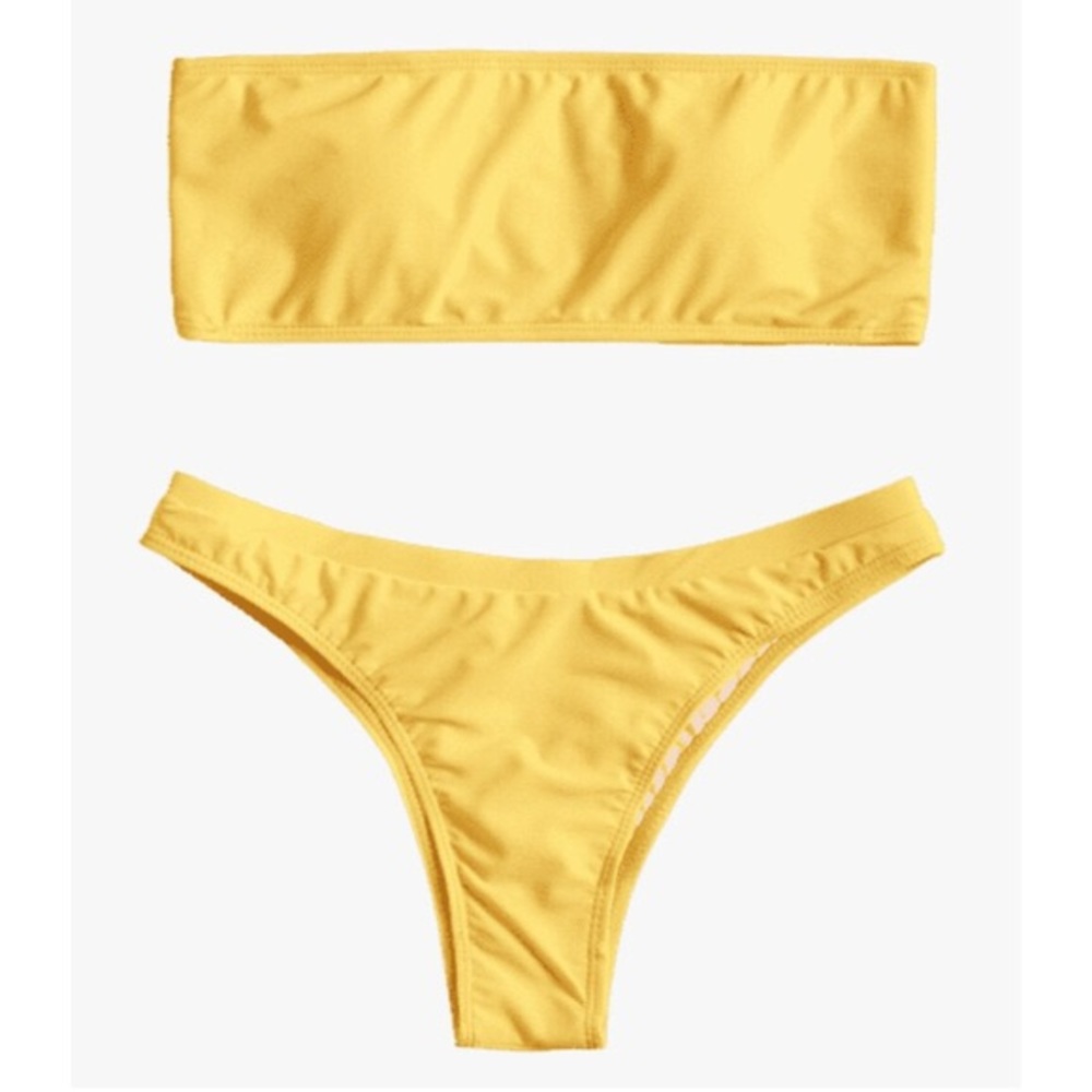 yellow bandeau bikini